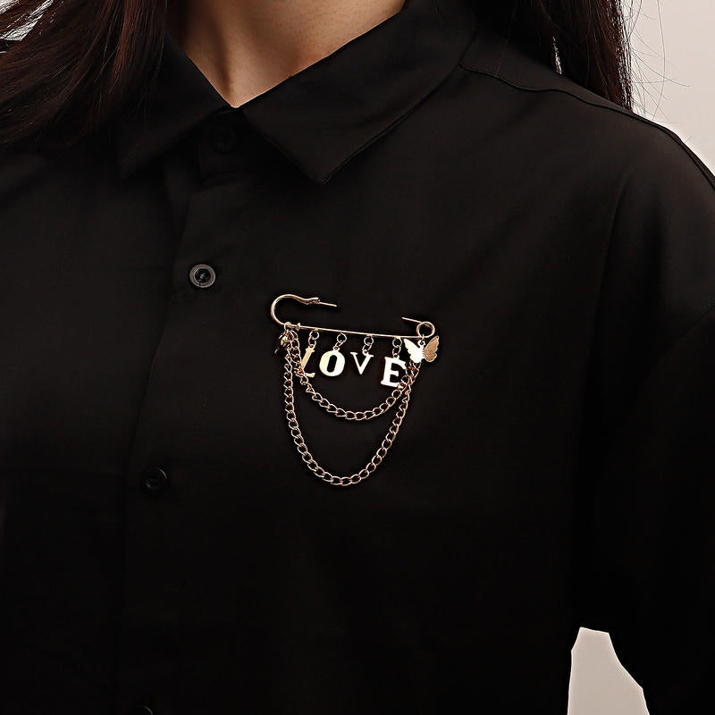 LOVE Tassel Brooch | Modern Geometric Heart Drop Lapel Pin