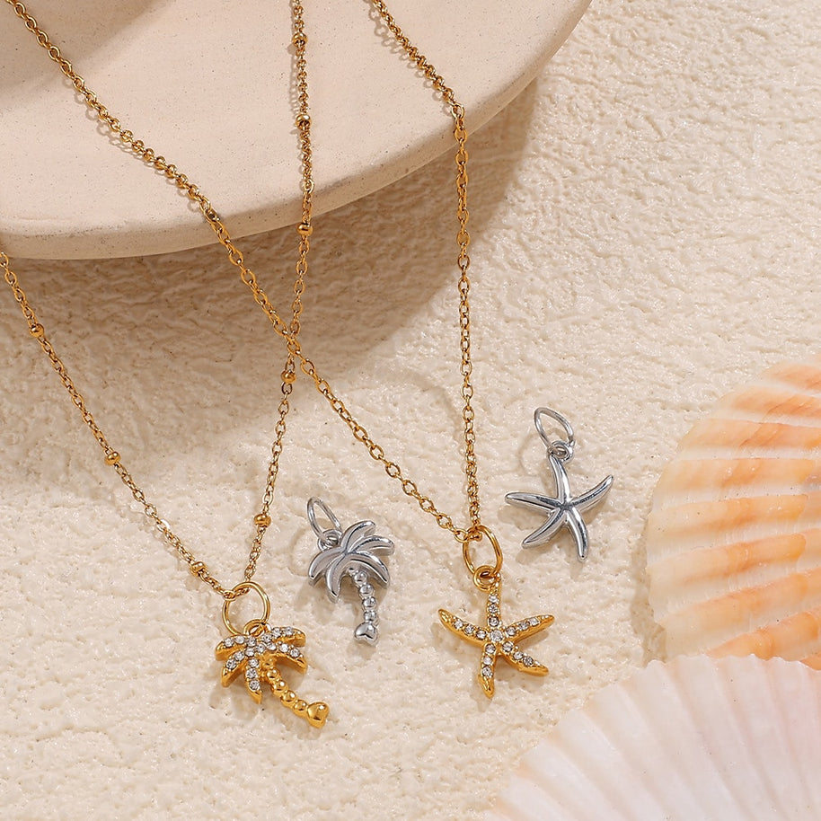 Rhinestone Starfish Coconut Crab Pendant DIY Ocean Style