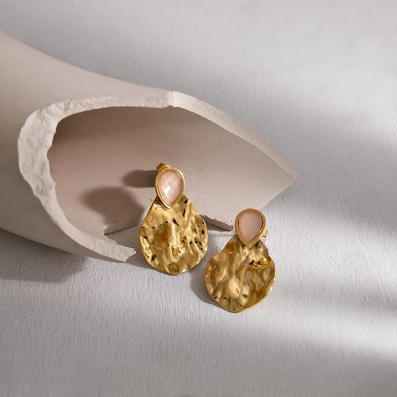 Enamel Hammered Stud Earring JSE010163