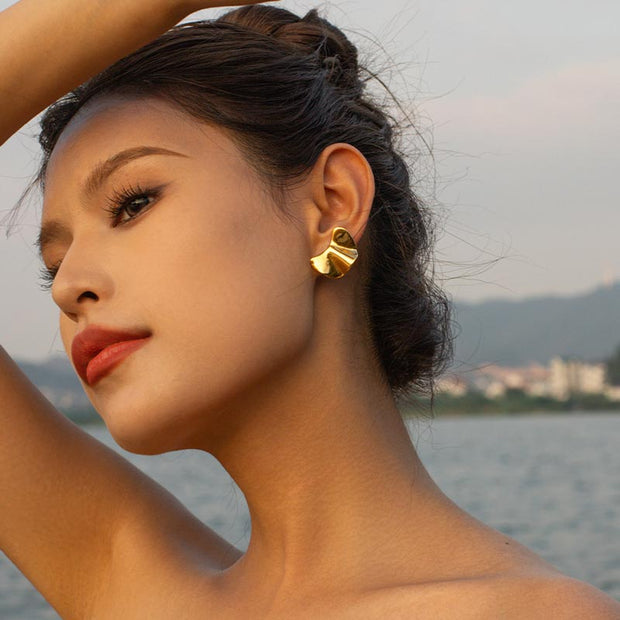 Textured Bean Stud Earring