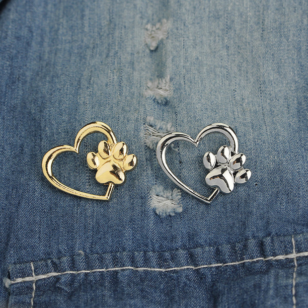 Popular Heart and Paw Print Brooch JLTC1289