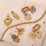 DIY Hand Eye Pendant Steel 18K Gold Plated Cross Border