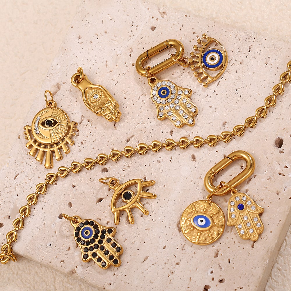 DIY Hand Eye Pendant Steel 18K Gold Plated Cross Border