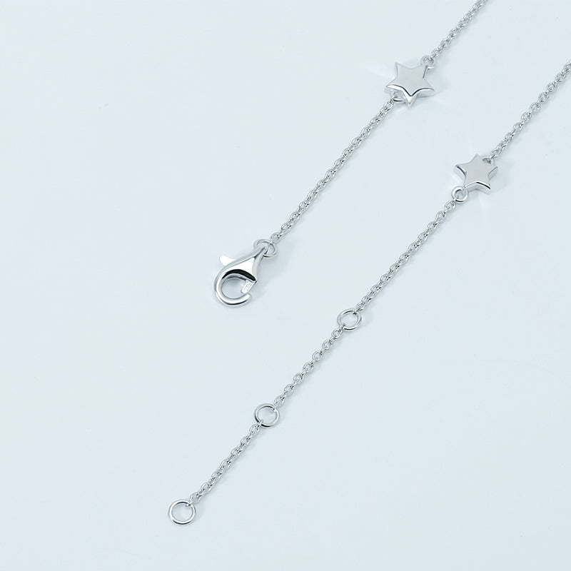 Sterling Silver Moon And Star Bracelet