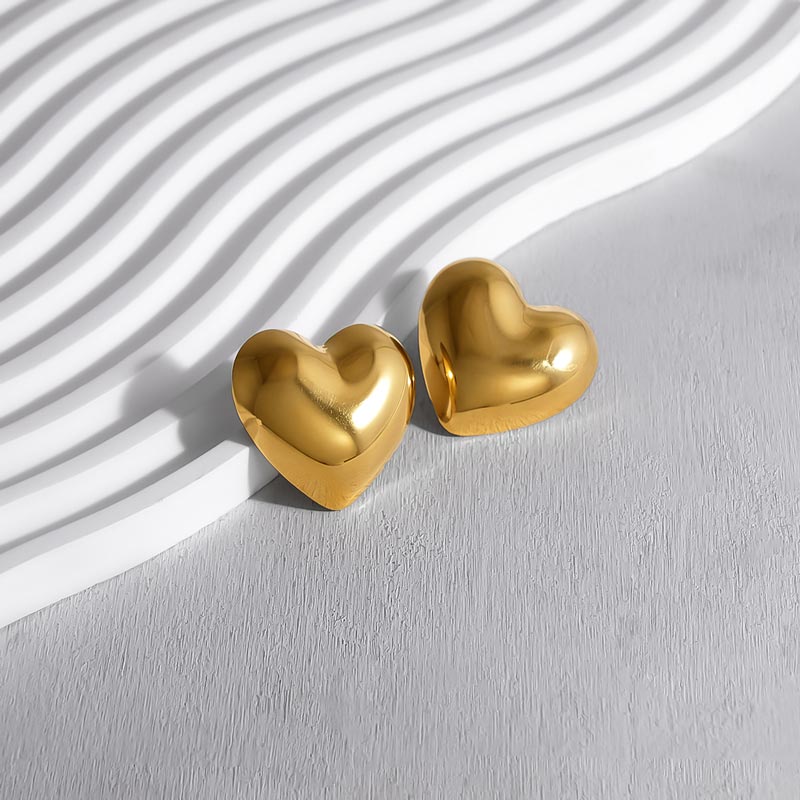 Puffs Heart Stud Earring JSE010184