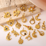 European Sweet Star Moon Heart Pendant Steel Rhinestones