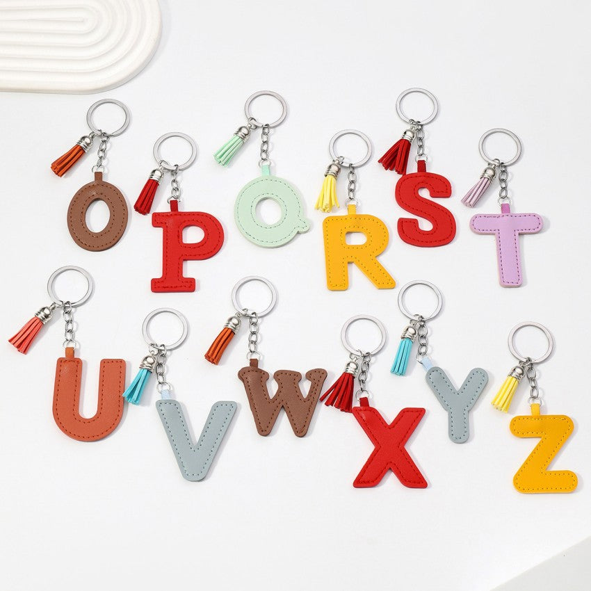 Letter Keychain | PU Leather Tael | Alphabet Charm