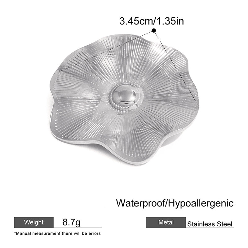 Textured Floral Brooch | Stainless Steel Minimalist Suit Pin