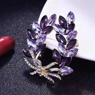 Purple Flower Brooch | Crystal Rhinestone Pin | Luxury