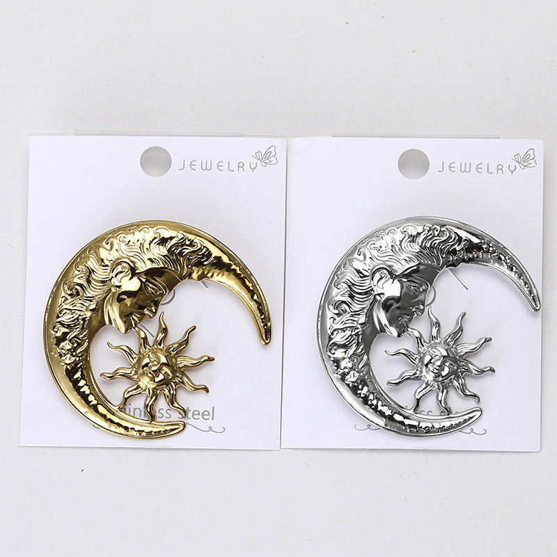 Moon and Star Brooch | Stainless Steel Relief Workmanship