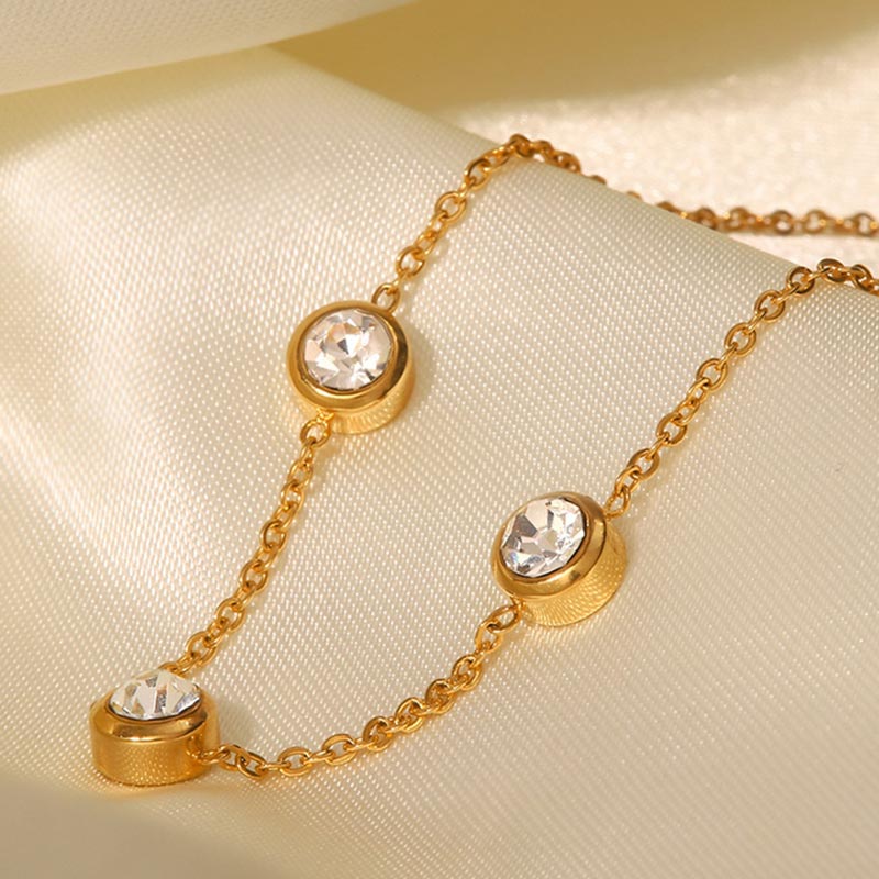 White Zircon Bracelet Gold Plated