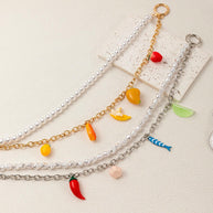 Double-Layered Beaded Fruit Pendant DIY Bag Charm JX251701Q01