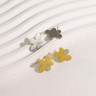 Stainless Steel Flower Stud Earring JSE010233