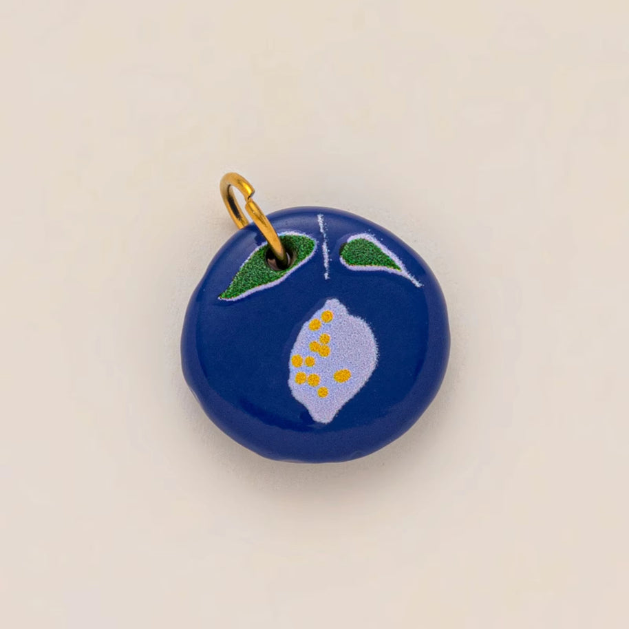 DIY Heart Lemon Pendant Colorful Enamel Steel 18K Gold