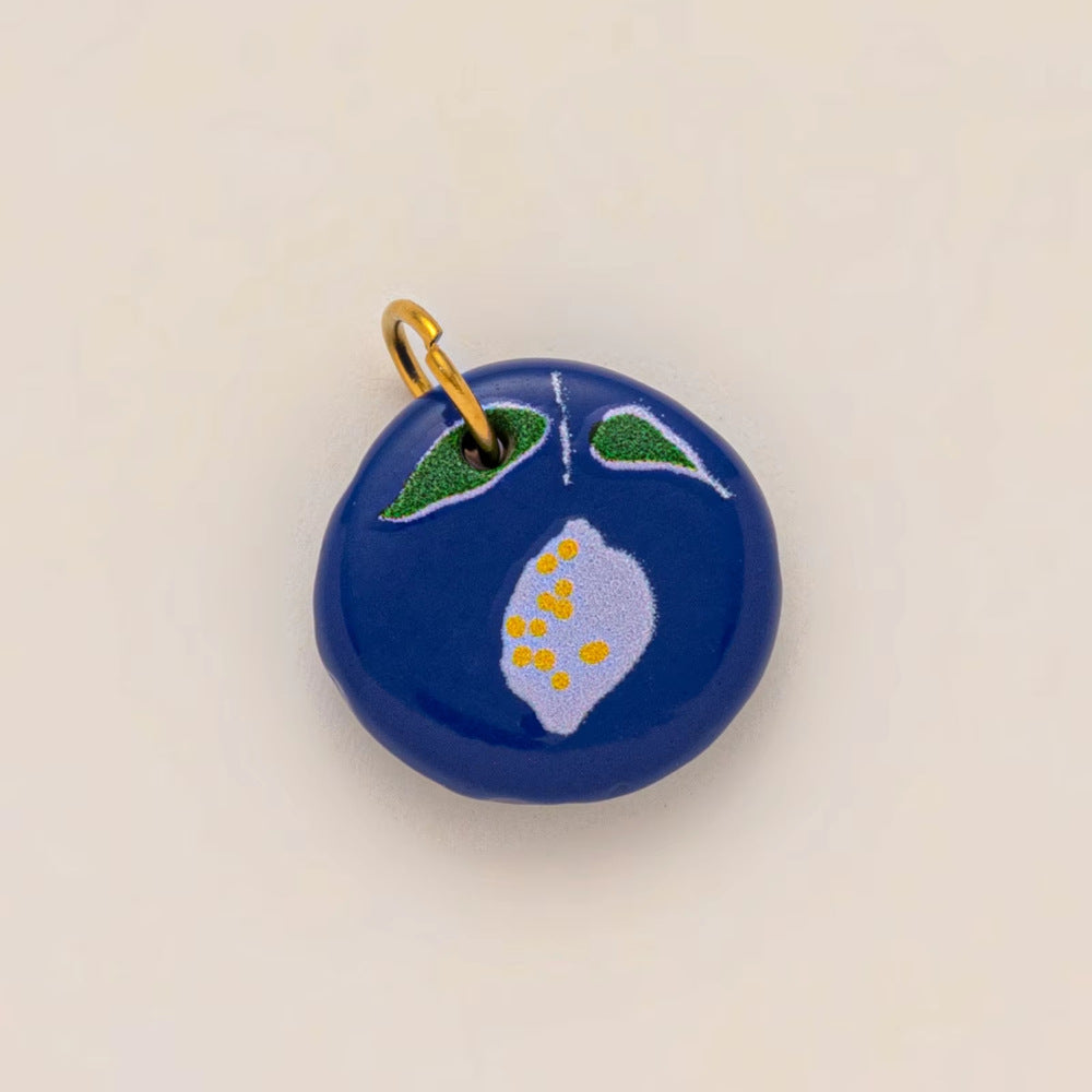 DIY Heart Lemon Pendant Colorful Enamel Steel 18K Gold