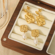 Textured Pearl Drop Earring
