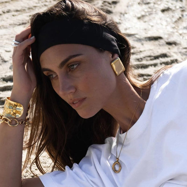 Textured Rectangle Stud Earring