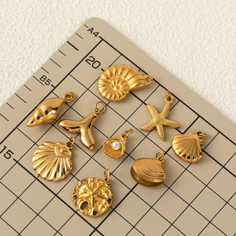 DIY Base Chain Necklace Sea Life Pendant Steel 18K Gold