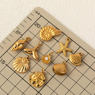 DIY Base Chain Necklace Sea Life Pendant Steel 18K Gold