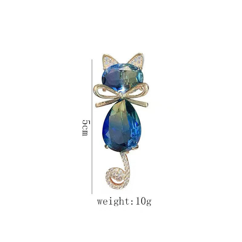 Blue Cat Brooch Kitty Pin | Korean Fashion