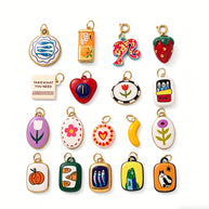 Color Heart Print DIY Shoe Charm 18K Gold Steel JX26041263GK