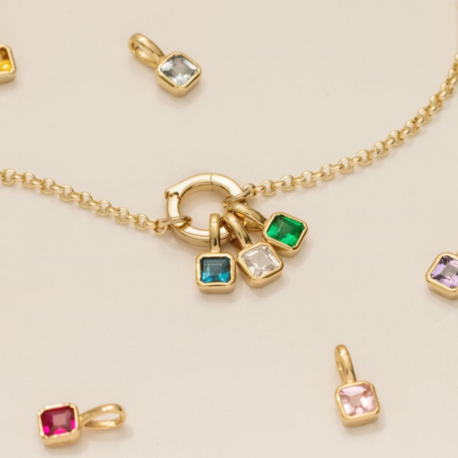 European Colorful 12 Birthstones Pendant Zircon DIY Charm