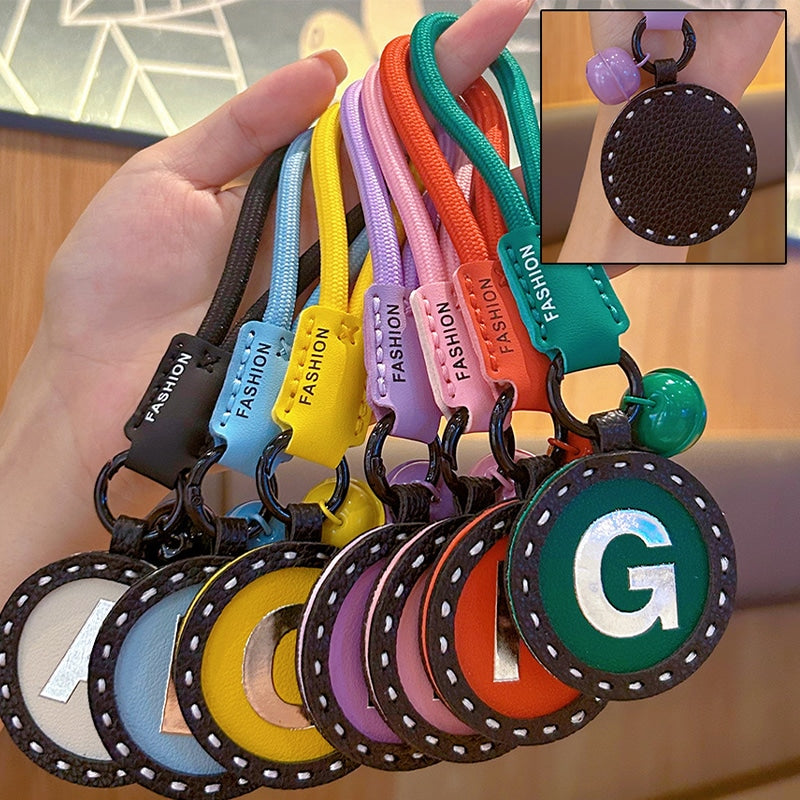 Letter Keychain | Round Leather Charm | Minimalist Gift