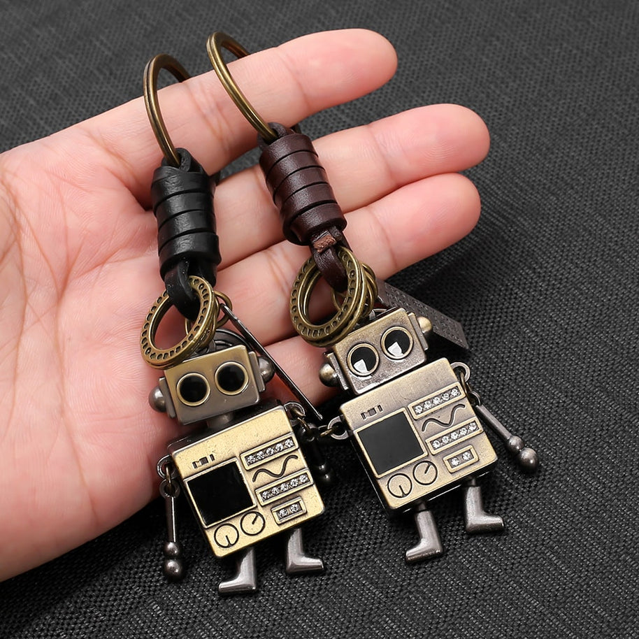 Robot Leather Keychain | Braid Bag Charm | Creative Gift