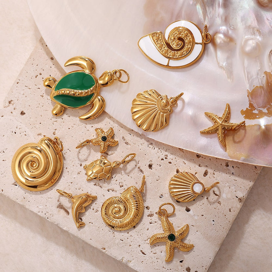 European Beach Starfish Conch Shell Pendant Luxury Style