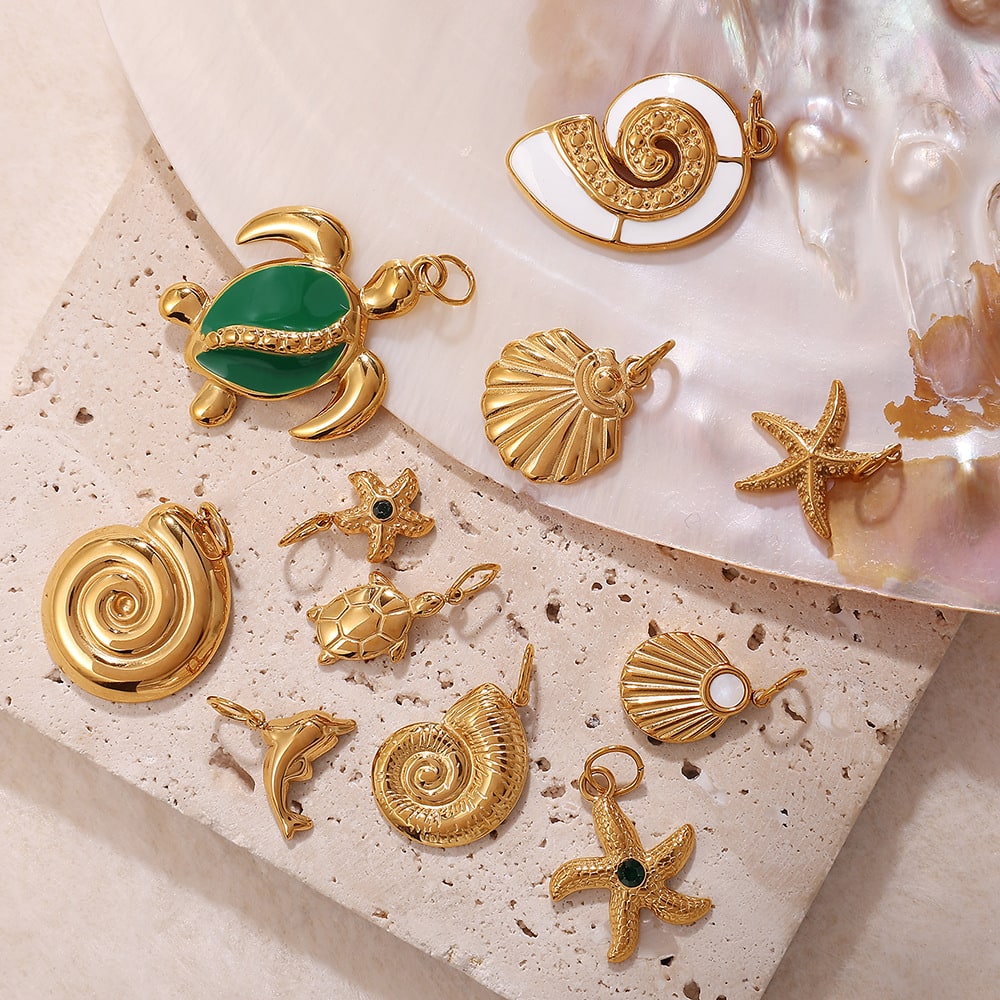 European Beach Starfish Conch Shell Pendant Luxury Style
