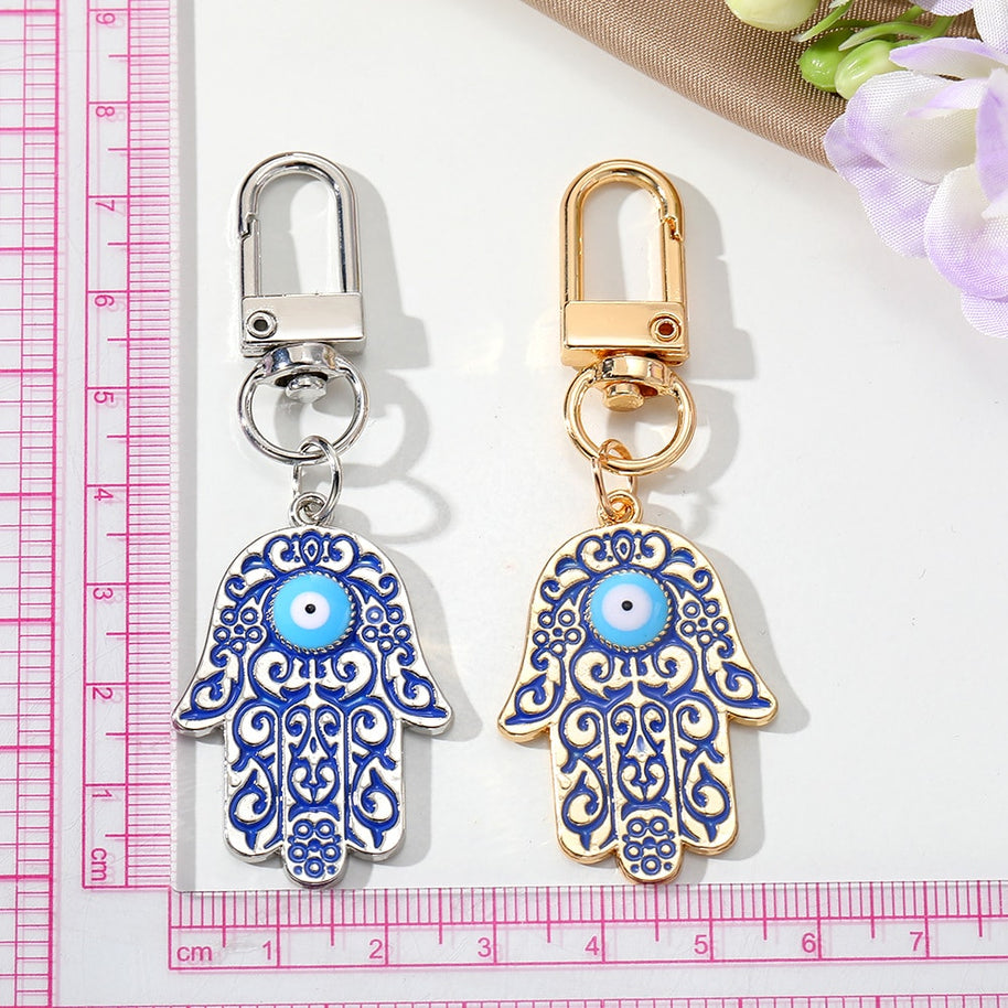 Hamsa Keychain | Evil Eye Pattern | Vintage Charm