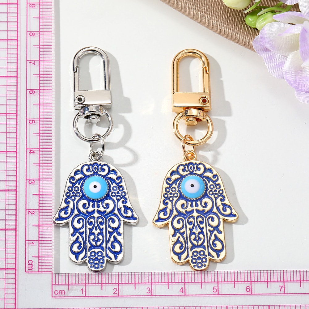 Hamsa Keychain | Evil Eye Pattern | Vintage Charm