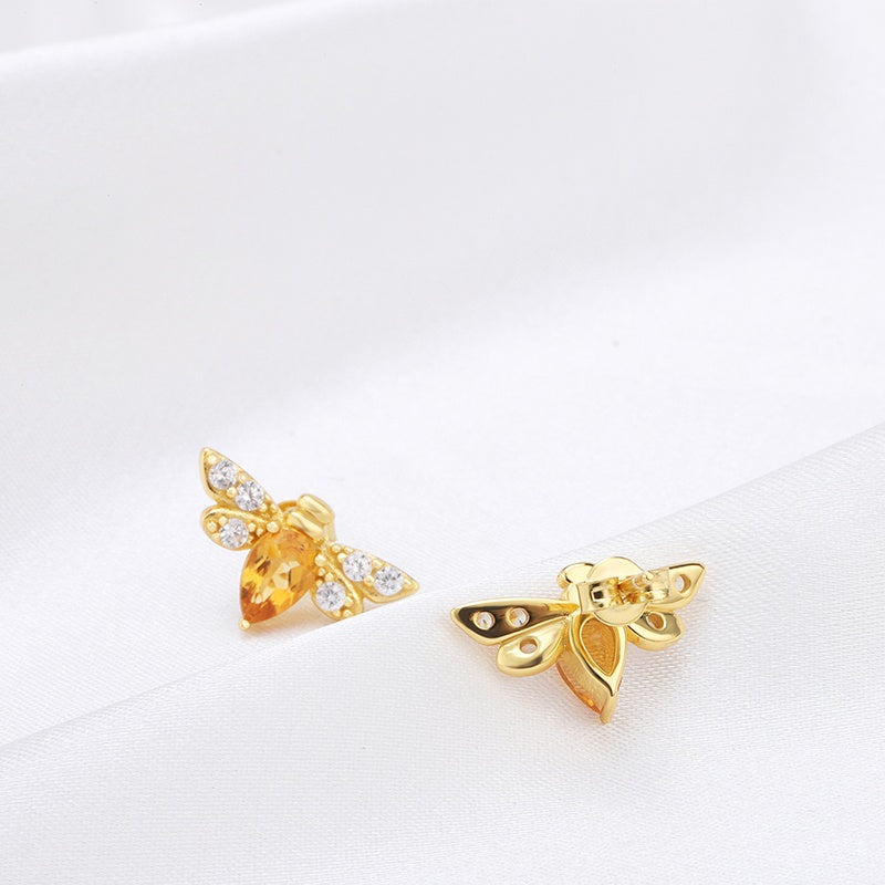 Citrine Bee Stud Earring