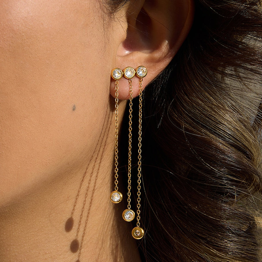 Luxury Zircon Earring | Fringe Drop | Stainless Steel Unique