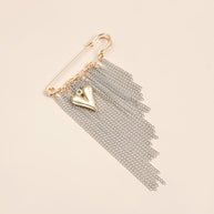 Color Block Heart Brooch | Multi-Tassel Statement Lapel Pin