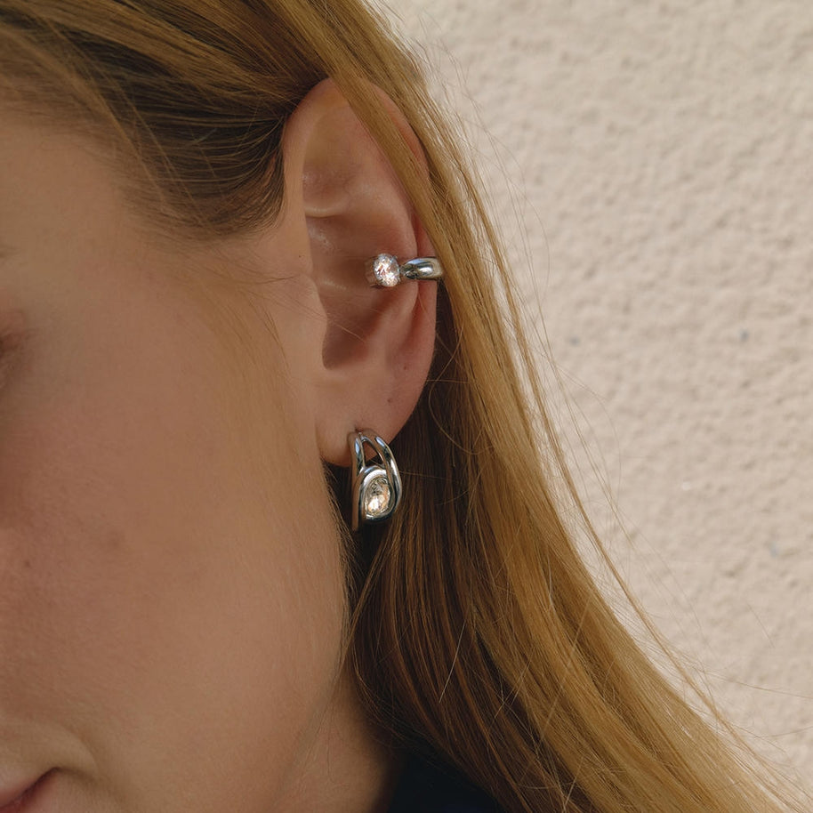 Zircon Earrings | Clip-On Stainless Steel | Luxury Women's