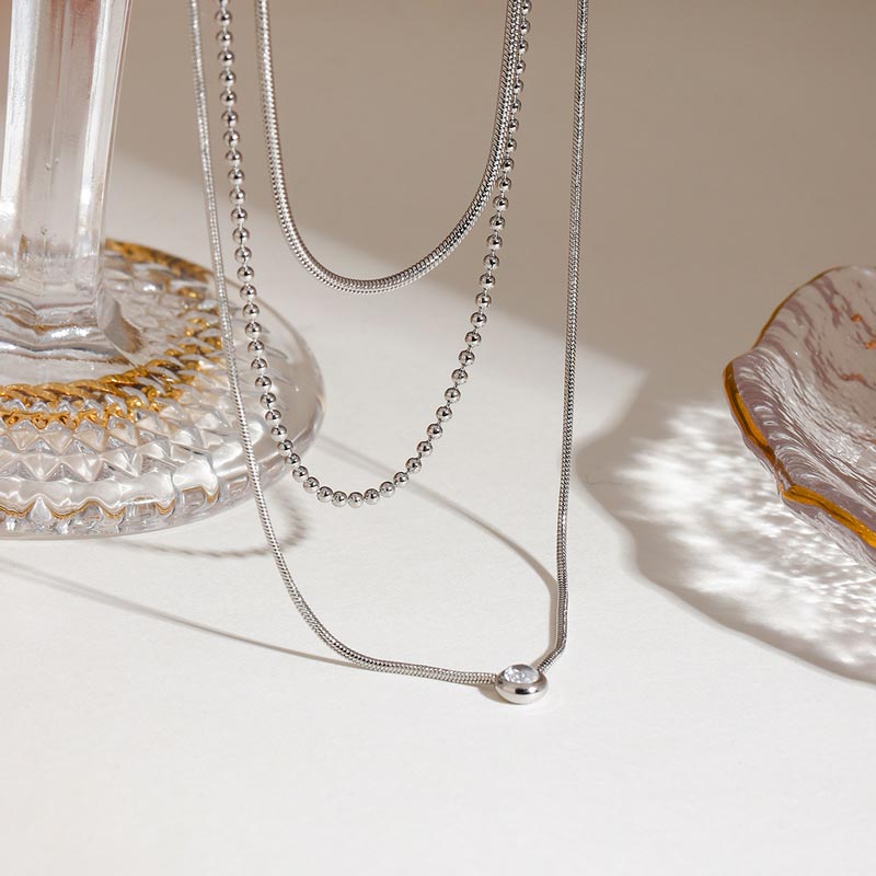 Stainless Steel Multi Strand Chain Necklace