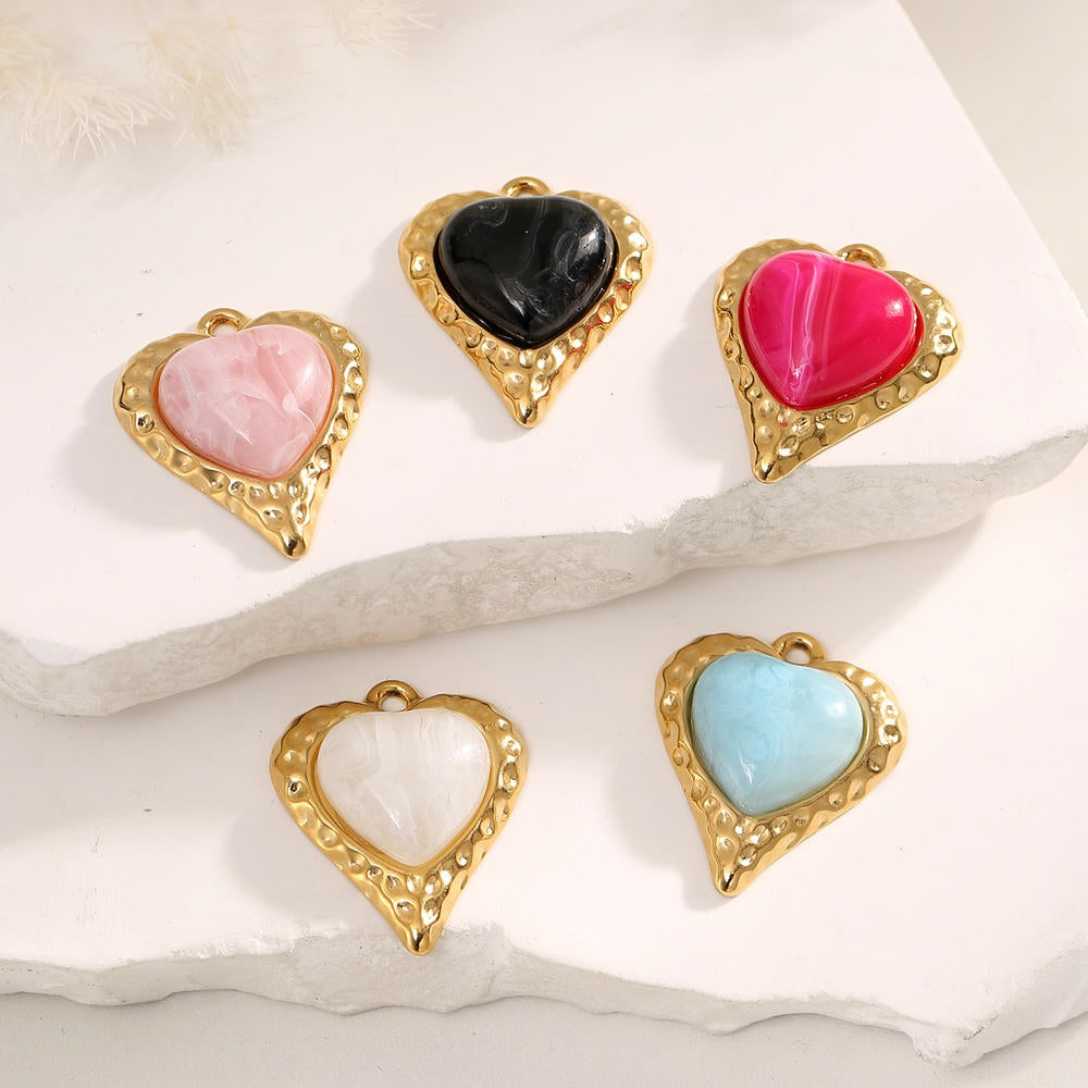 Luxury Style Heart Earrings Pendant Steel 18K Gold Plated
