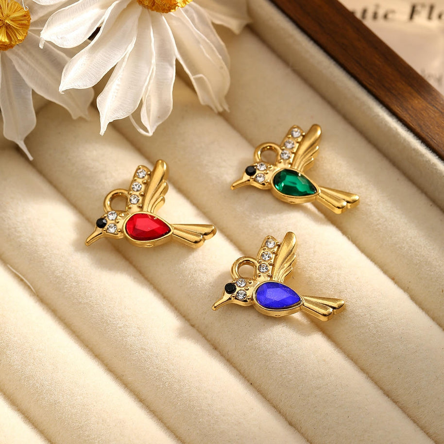 Cat Eye Gemstone Pendant Turtle Crab Steel 18K Gold DIY