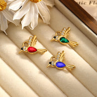 Cat Eye Gemstone Pendant Turtle Crab Steel 18K Gold DIY