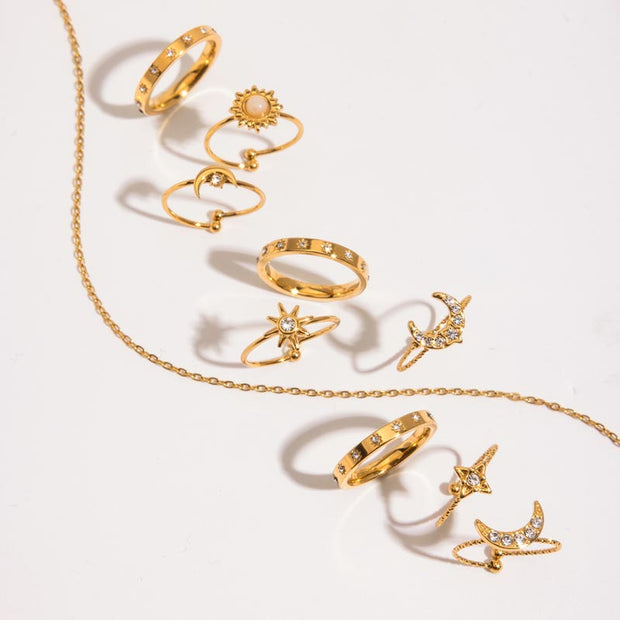 Moon And Star Stacking Ring