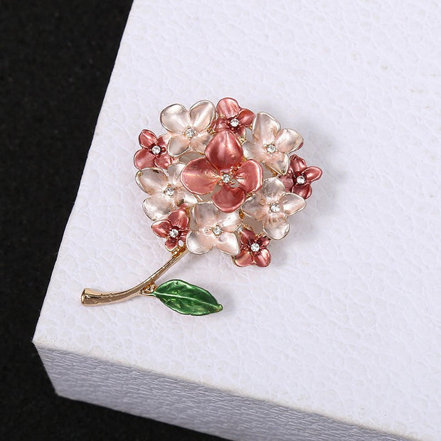 Rhinestone Flower Brooch | Korean Enamel Lapel Pin for Suits