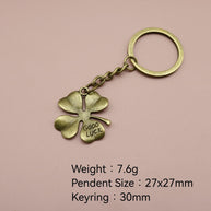 Four Leaf Clover Keychain | Minimalist Lucky Metal Charm