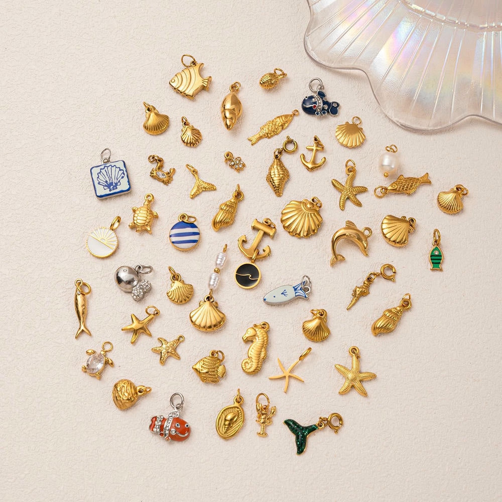 DIY Sea Creatures Pendant Steel 18K Gold Plated Women