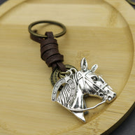Vintage Horse Head Keychain | Braided Leather Mens Gift