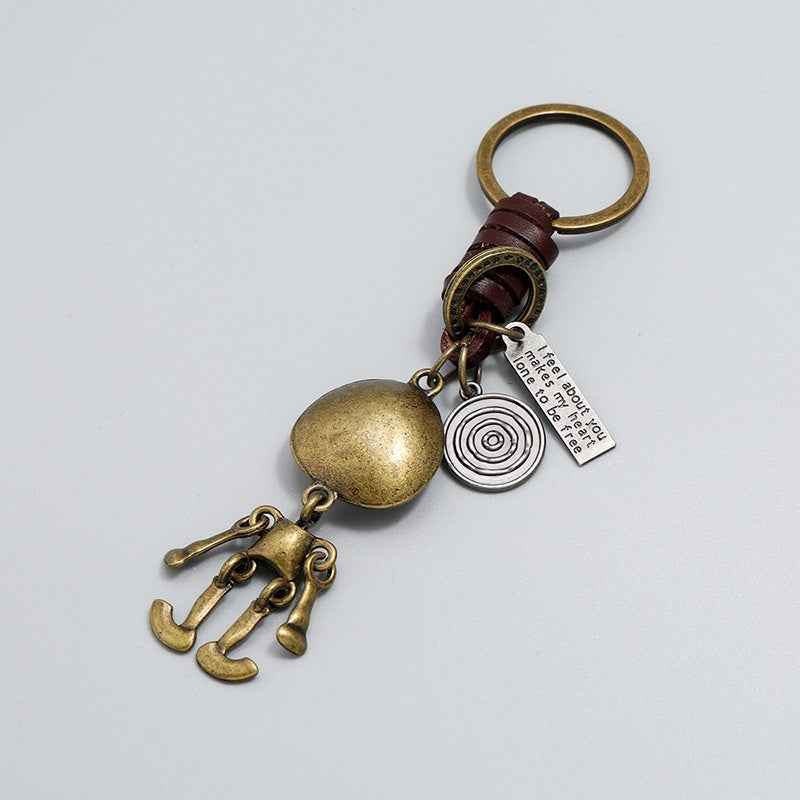 Skeleton Keychain | Braided Leather Halloween Accessory