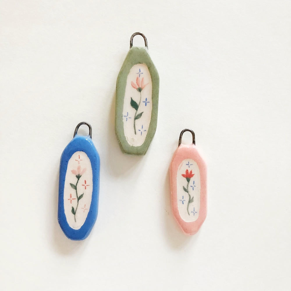 European Cartoon Sea Grass Enamel Pendant 18K Gold Plated