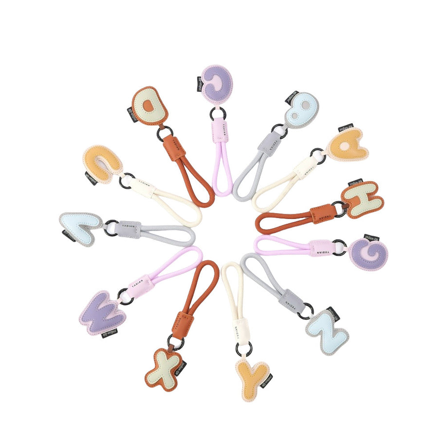 Letter Keychain | Leather Alphabet Charm | Dopamine Style