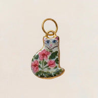 Cute Cat Ceramic Enamel Pendant Steel DIY Jewelry Wholesale