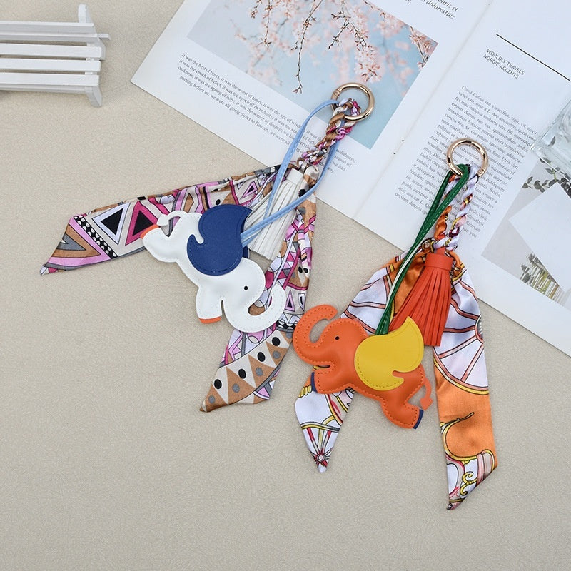 Dumbo Keychain | Cute Leather Tassel Scarf Bag Charm
